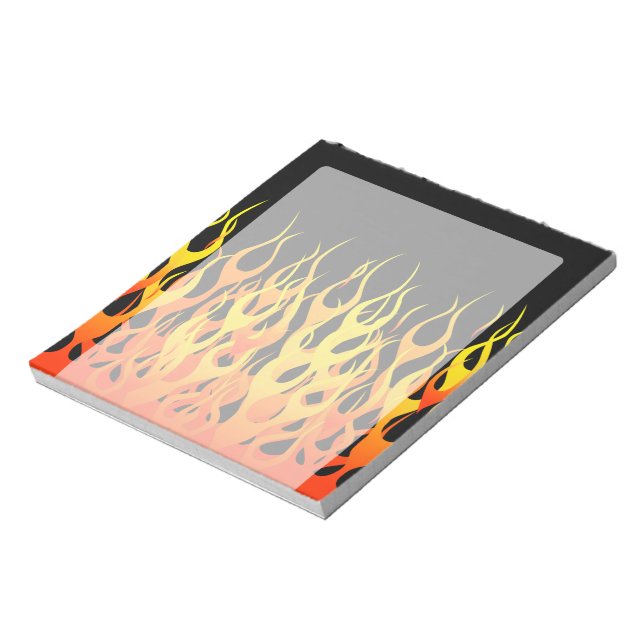 Classic Racing Flames on Solid Black Notepad (Rotated)