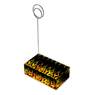 Classic Racing Flames on Solid Black Table Card Holder