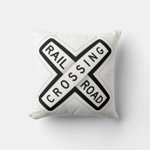 Classic Rail Road Crossing Sign Throw Pillow