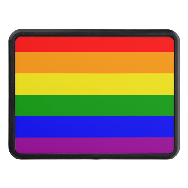 Classic Rainbow Flag Gay Pride Trailer Hitch Cover (Front)