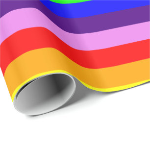 Classic Rainbow Stripes Bright Bold Multi Coloured Wrapping Paper
