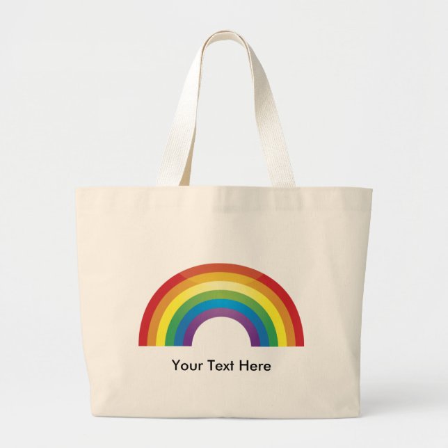 Classic Rainbow Totes- Custom, Personalized Large Tote Bag (Front)
