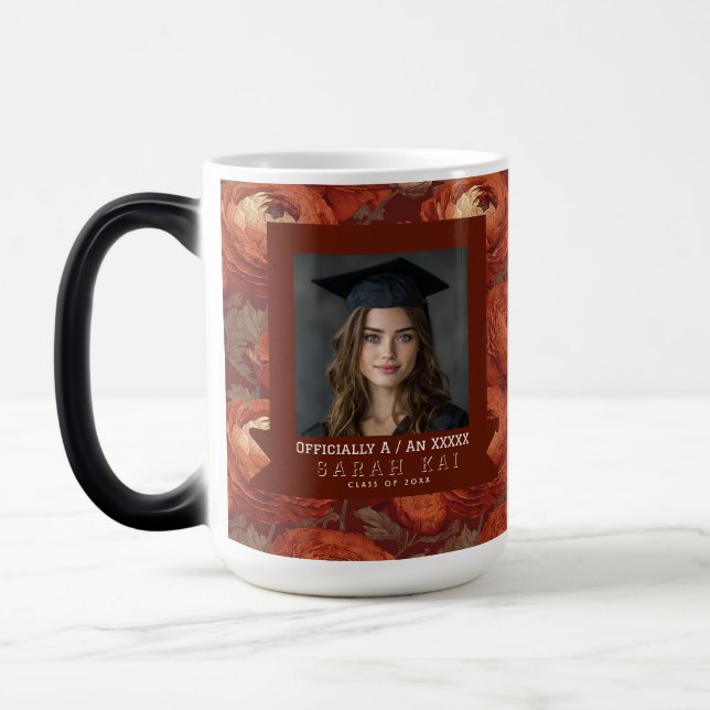 Classic Ranunculus Floral Graduate Magic Mug (Left)
