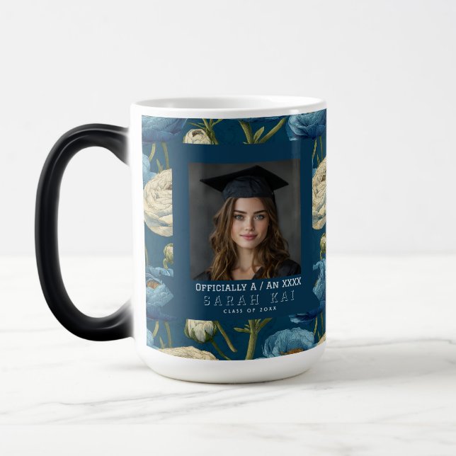 Classic Ranunculus Print Graduation Magic Mug (Left)