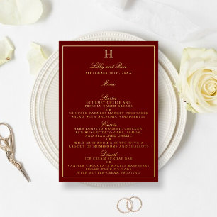 Classic Real Foil Pressed Wedding Menu Cards