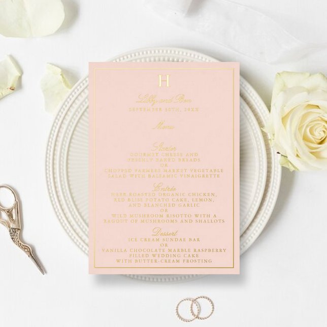 Classic Real Foil Pressed Wedding Menu Cards (Creator Uploaded)
