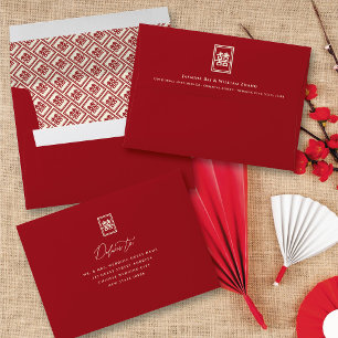 Classic Rectangle Double Happiness Chinese Wedding Envelope