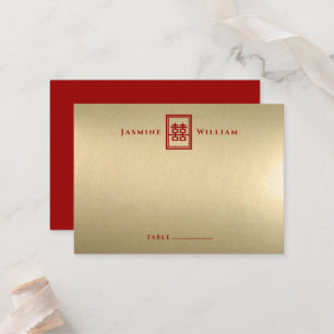 Classic Rectangle Double Happiness Chinese Wedding Place Card