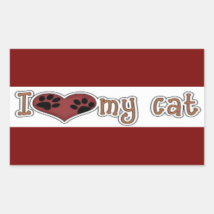 Classic rectangle Sticker/I Love my Cat Sticker