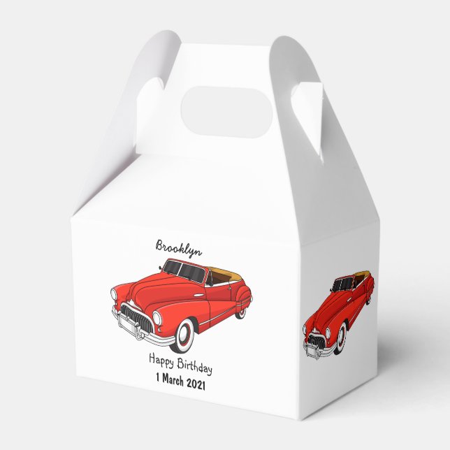 Classic red 1948 automobile favor box (Front Side)