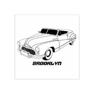 Classic red 1948 automobile rubber stamp