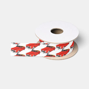 Classic red 1948 automobile  satin ribbon