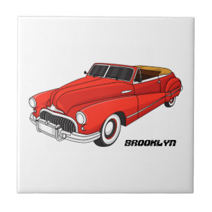 Classic red 1948 automobile tile