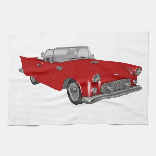 Classic Red 50's Car Kitchen Towel (Horizontal)