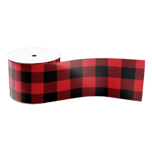 Classic Red and Black Buffalo Check Grosgrain Ribbon