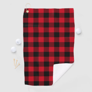 Classic Red and Black Buffalo Plaid Pattern Golf Towel