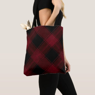 Classic Red and Black Buffalo Plaid Tote Bag, Rust Bag