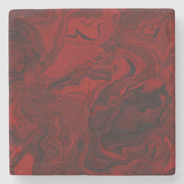 Classic Red and Black Marble Stone Coaster (Front)