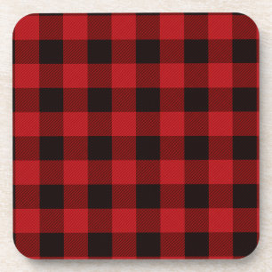 Classic red and black plaid pattern coaster