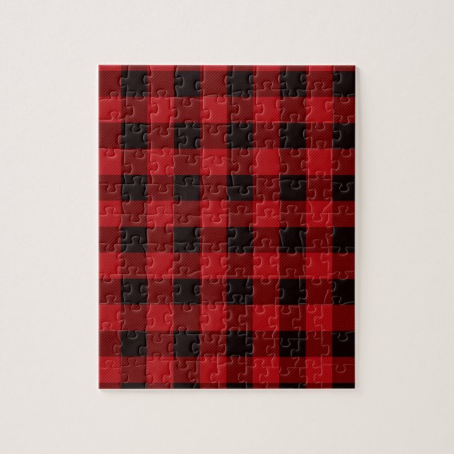Classic red and black plaid pattern jigsaw puzzle (Vertical)