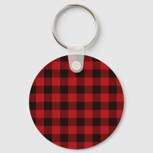 Classic red and black plaid pattern keychain