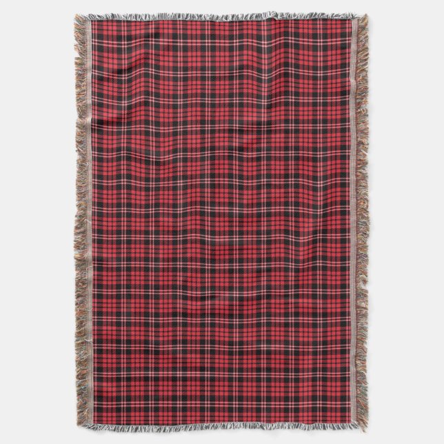 Classic Red And Black Tartan Plaid Pattern Throw Blanket (Front Vertical)
