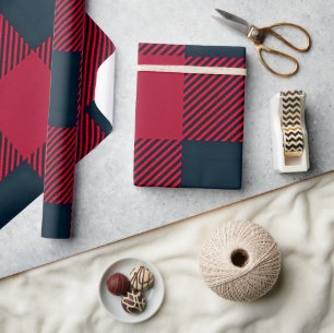 Classic   Red and blue   Buffalo Plaid Christmas  Wrapping Paper