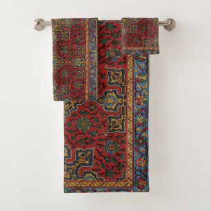 Classic Red and Blue,Persian Rug Carpet Pattern Bath Towel Set