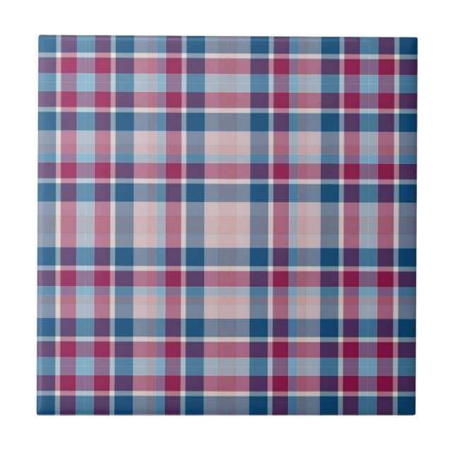 Classic Red and Blue Plaid Tile (Front)