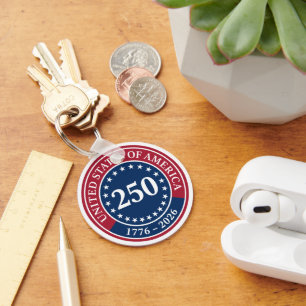 Classic Red and Blue United States of America Keychain