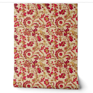 Classic Red and Gold Floral Wallpaper