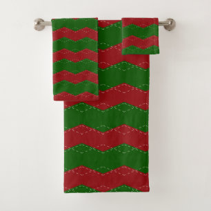 Classic red and green Christmas  Bath Towel Set