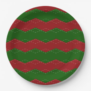 Classic red and green Christmas Paper Plate