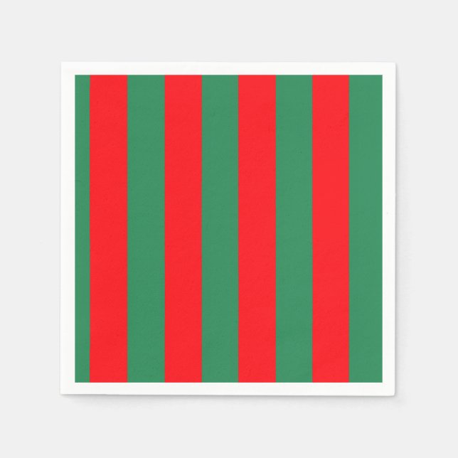 Classic Red and Green Christmas Stripes Napkin (Front)