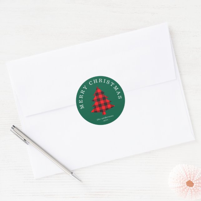 Classic Red and Green Christmas Tree Sticker (Envelope)