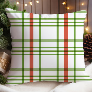 Classic Red and Green Plaid Christmas Throw Pillow