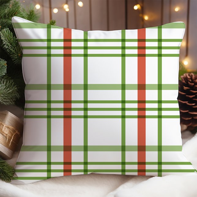 Classic Red and Green Plaid Christmas Throw Pillow (Creator Uploaded)