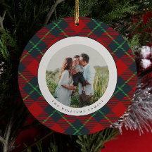 Classic Red and Green Plaid Family Photo Holiday