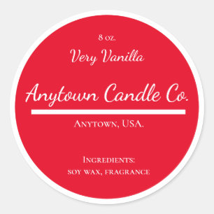 Classic Red and White Candle Jar Label