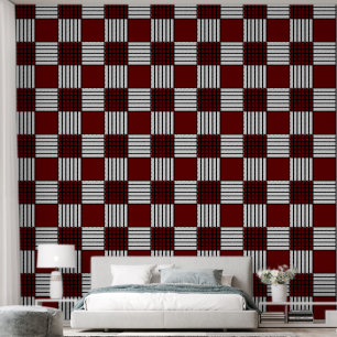 Classic Red and White Chequered Wallpaper