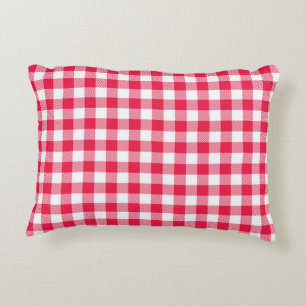 Classic Red and White Gingham Pattern Rustic Accent Pillow