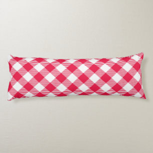 Classic Red and White Gingham Pattern Rustic Body Pillow