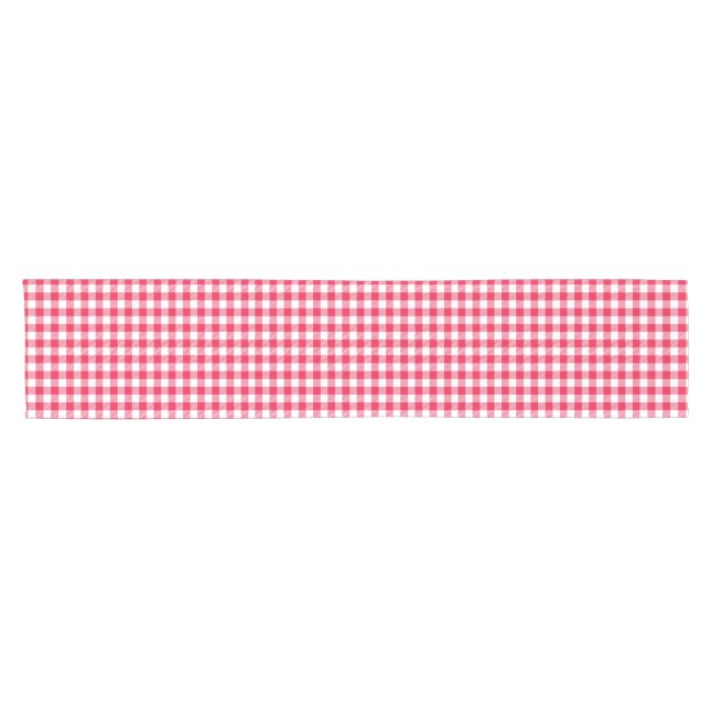 Classic Red and White Gingham Pattern Rustic Short Table Runner (Horizontal)