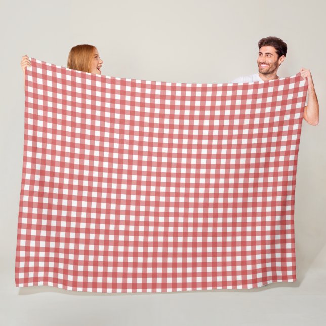 Classic Red and White Gingham Picnic Fleece Blanket (In Situ)