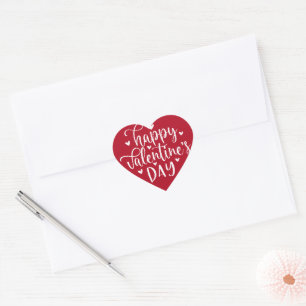 Classic Red and White Happy Valentine's Day Heart Sticker