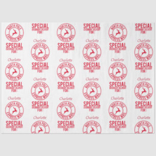 Classic Red and White Name From North Pole Tissue Paper