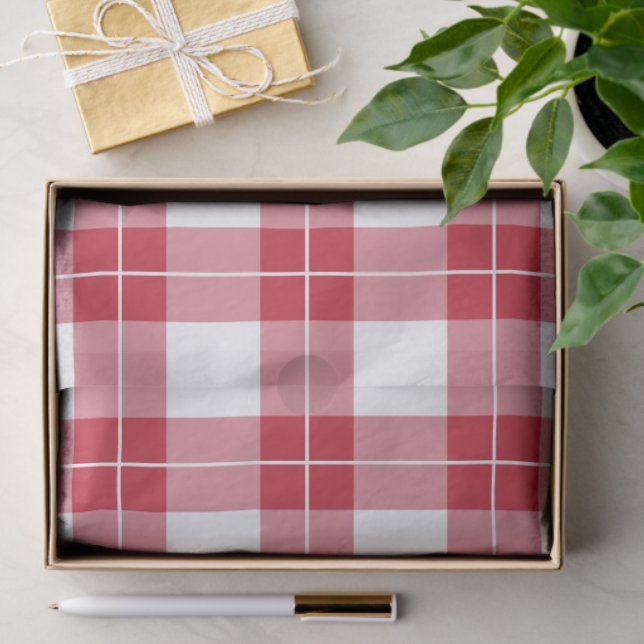 Classic Red and White Plaid Pattern Tissue Paper (Gift)