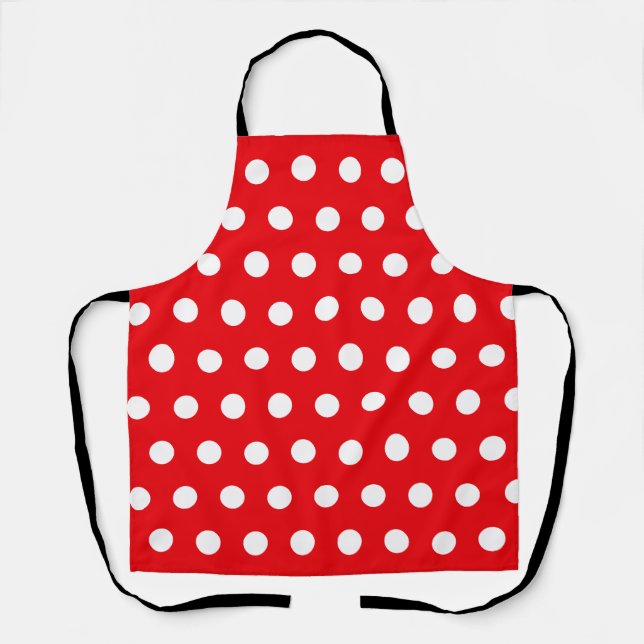 Classic Red and White Polka Dot Apron (Front)