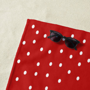 Classic Red and White Polka Dots  Beach Towel