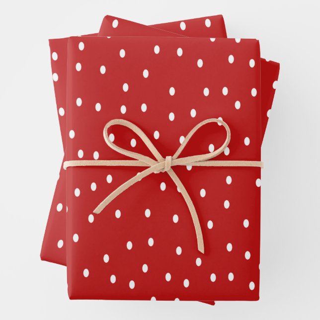 Classic Red and White Polka Dots  Wrapping Paper Sheet (In situ)